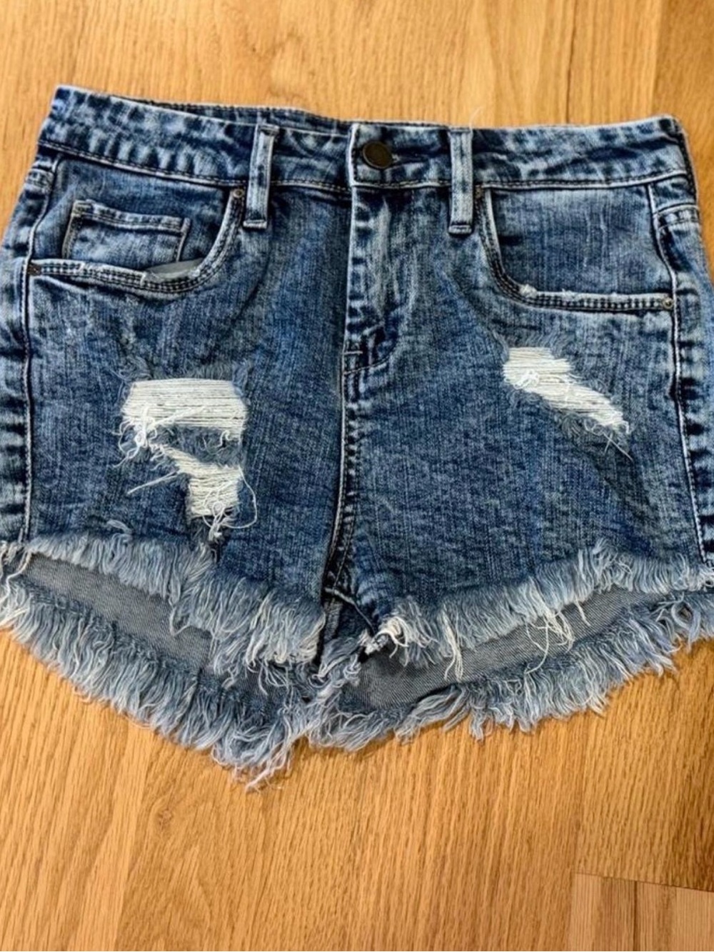 Blank NYC Distressed Denim Shorts - Blue